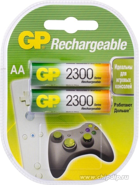 Перезаряжаемые аккумуляторы GP 230AAHC AA, емкость 2200 мАч - 2 шт. в клемшеле GP 230AAHC AA (4891199062889)