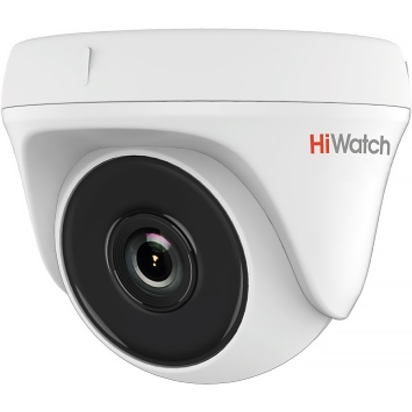 2Мп внутренняя купольная HD-TVI камера с EXIR-подсветкой до 40м, 1/2.7" CMOS матрица; объектив 2.8мм; угол обзора 103°; механический ИК-фильтр; 0.01 Лк@F1.2;  OSD, DNR Камера видеонаблюдения HD-TVI внутренняя HIWATCH DS-T233 (2.8 mm)